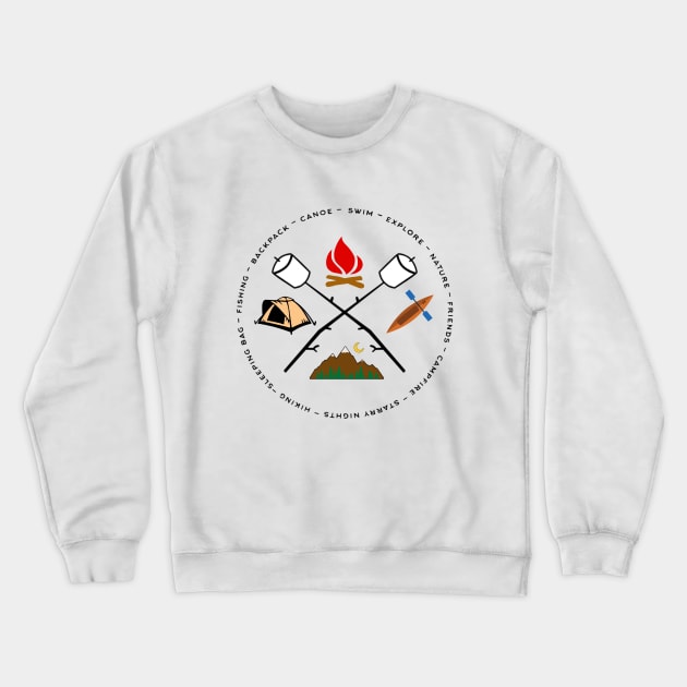 Campground Bonfire Marshmallow Rowboat Oar Lodge. Crewneck Sweatshirt by Maxx Exchange